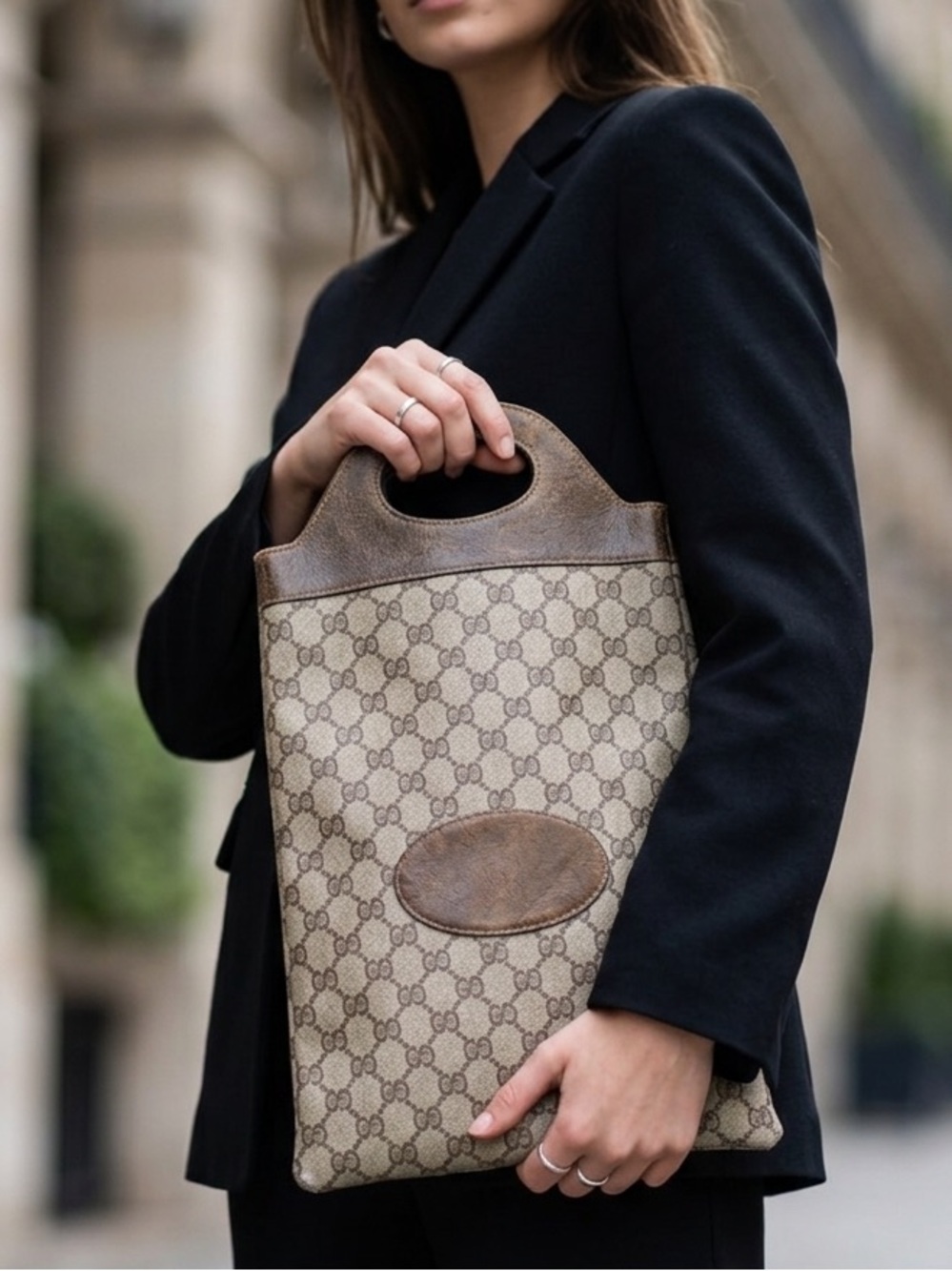 Gucci Italy Leather-Trim Tote - Picture 1 of 11